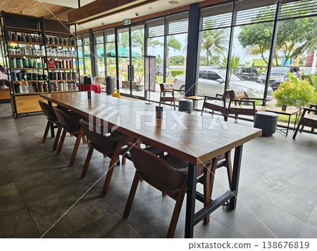 This is interior of cafe store with chair and table This is interior of cafe store with chair and table 138676819