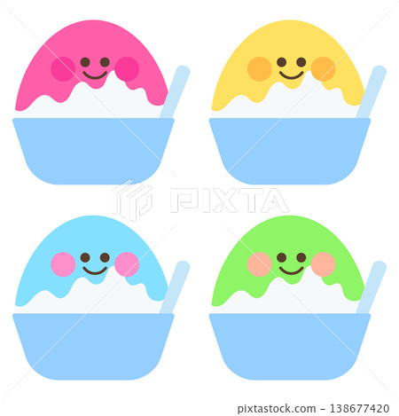 四種顏色的可愛刨冰 138677420