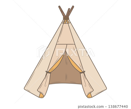 一幅米色天然印第安帳篷的插圖。 138677440