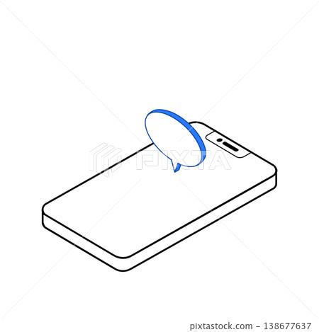 智慧型手機和對話氣泡(藍色)的等距插圖 智慧型手機和對話氣泡(藍色)的等距插圖 138677637