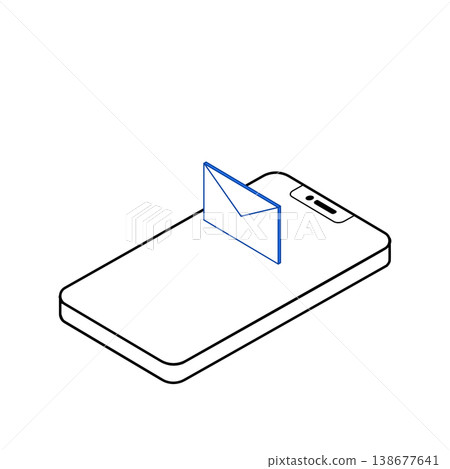 Isometric illustration of a smartphone and email. 138677641