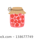 Strawberry jam, sweet food. Vector Cartoon Illustration 138677749