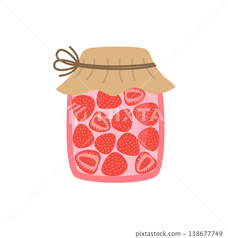 Strawberry jam, sweet food. Vector Cartoon Illustration Strawberry jam, sweet food. Vector Cartoon Illustration 138677749