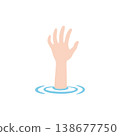 illustration of a man drowning and raising his hand for help out of the water 138677750
