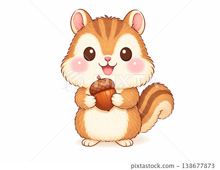 A chipmunk with an acorn and a smile 138677873