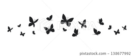 Butterflies silhouette flying on white background. Butterflies silhouette flying on white background. 138677992