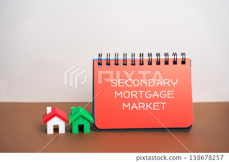 Secondary mortgage market concept. Financial market where existing mortgage loans are bought and sold between lenders and investors. Mortgage trading, investment, liquidity, and real estate finance. Secondary mortgage market concept. Financial market where existing mortgage loans are bought and sold between lenders and investors. Mortgage trading, investment, liquidity, and real estate finance. 138678257