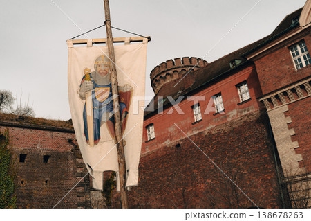 Historic walls and moat of Citadel Spandau during Easter Knight Festival in Berlin, Germany 138678263