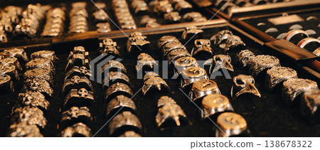 Handmade rings displayed at market stall during festival in Berlin 138678322