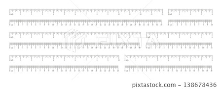 Inch, metric rulers from 4 to 14 inch, 10 to 35 cm. Measuring scale tools. Scale templates for ruler centimeters, inches. Metrics indicator icon cm, inch. Set of inches, centimeters measuring scales. Inch, metric rulers from 4 to 14 inch, 10 to 35 cm. Measuring scale tools. Scale templates for ruler centimeters, inches. Metrics indicator icon cm, inch. Set of inches, centimeters measuring scales. 138678436
