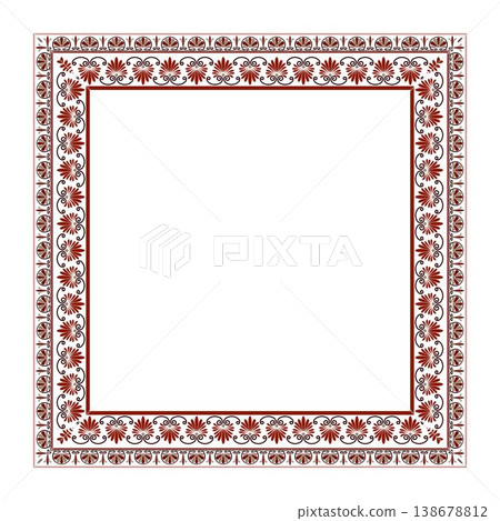 Classic square vector frame Greek palmette ornament. Antique border design is perfect for wedding invitations, certificates, elegant heritage branding. emplate for design, greeting card. Vintage Classic square vector frame Greek palmette ornament. Antique border design is perfect for wedding invitations, certificates, elegant heritage branding. emplate for design, greeting card. Vintage 138678812