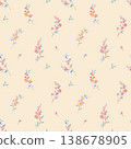 Watercolor Small Floral Seamless Pattern with Delicate Pink Blossom Branches 138678905