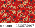 Bold Red  Vector Paisley seamless pattern. 138678907