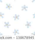 Seamless Cross Stitch Floral Pattern Blue Daisy Embroidery Minimal Baby Nursery Textile Background Vector 138678945