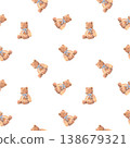 Cute Teddy Bear Seamless Pattern Baby Nursery Acrylic Hand Painted Texture 138679321