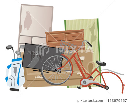 非加熱垃圾和體積較大的垃圾示意圖。 138679367