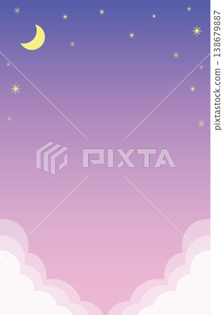 Fantasy gradient night sky background with moon and stars (vertical size, with copy space margin) Fantasy gradient night sky background with moon and stars (vertical size, with copy space margin) 138679887