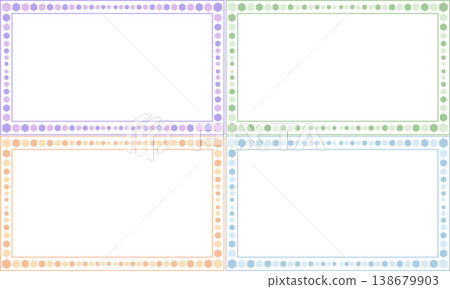Hexagonal geometric pattern frame set in 4 pastel colors 138679903