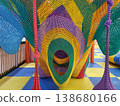 A colorful knitted play maze in the children's room of a supermarket 138680166