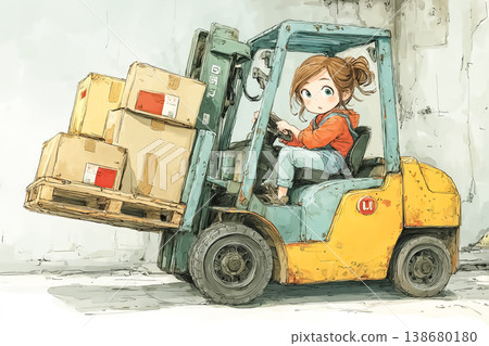 職業婦女系列：女員工駕駛堆高機搬運貨物 138680180
