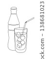 Coke bottle and drink glass with ice cubes 138681023