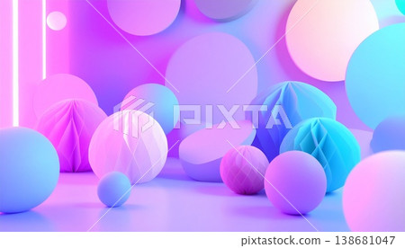 abstract background with colorful balloons and confetti 138681047