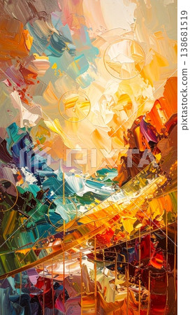 abstract background with colorful oil paint 138681519