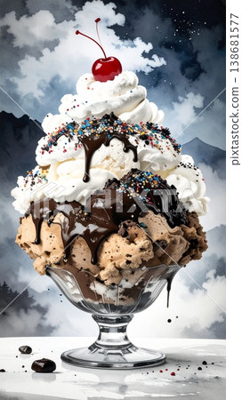 ice cream with chocolate splash ice cream with chocolate splash 138681577