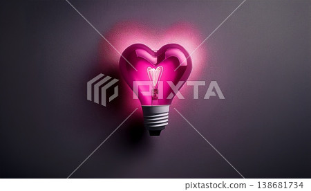 light bulb with heart shape on a blue background light bulb with heart shape on a blue background 138681734