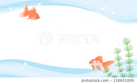 Underwater frame with aquatic plants and goldfish (16:9 landscape) transparent background vector | Japanese-style design material for videos and slides Underwater frame with aquatic plants and goldfish (16:9 landscape) transparent background vector | Japanese-style design material for videos and slides 138681889