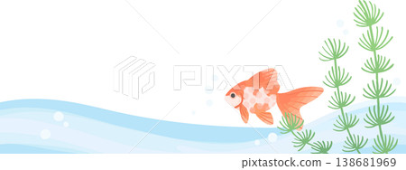 金魚和水生植物在水中,底部裝飾邊框,透明背景向量圖 | 日式風格設計素材,適用於頁腳和橫幅 金魚和水生植物在水中,底部裝飾邊框,透明背景向量圖 | 日式風格設計素材,適用於頁腳和橫幅 138681969
