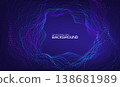 Abstract music digital design background with circle wave sound for audio concept. Neon light equalizer technology for beat flow radio. Voice blue color spiral pattern effect. 138681989