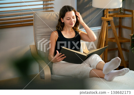 Woman reads a book, Quiet Afternoon Reading Woman reads a book, Quiet Afternoon Reading 138682173