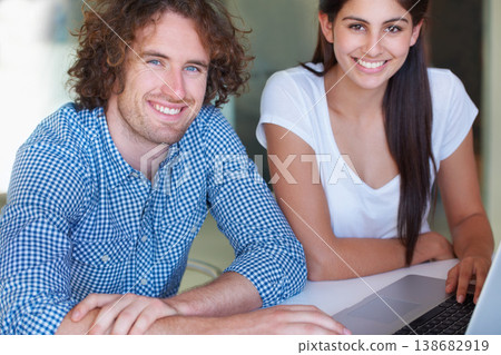 Confidence, teamwork portrait and team happiness for web advertising project, job experience or online editing career. Laptop, creativity and people happy for startup social media management company Confidence, teamwork portrait and team happiness for web advertising project, job experience or online editing career. Laptop, creativity and people happy for startup social media management company 138682919