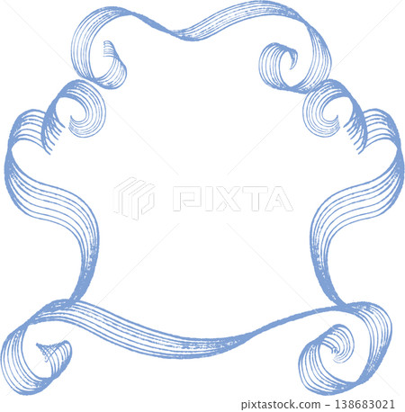 Antique-style hand-painted frame with a rake-like finish, blue. 138683021