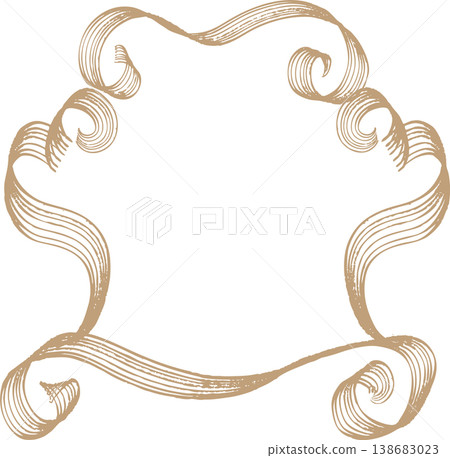 Antique-style hand-painted frame with a rake-like finish, gold. 138683023