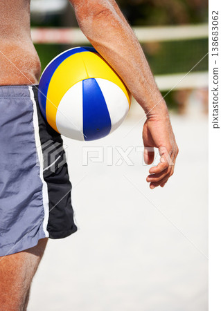 Beach volleyball, hands and sports person with ball for outdoor game, competition or tournament challenge. Practice, nature sand and closeup athlete ready for fitness, exercise or training workout Beach volleyball, hands and sports person with ball for outdoor game, competition or tournament challenge. Practice, nature sand and closeup athlete ready for fitness, exercise or training workout 138683062