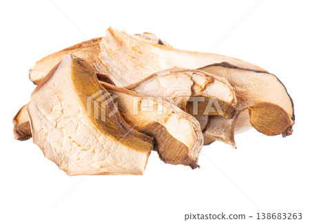 Dried porcini mushrooms isolated on white background. Clipping path. 138683263