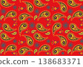 Bold Red  Vector Paisley seamless pattern. 138683371