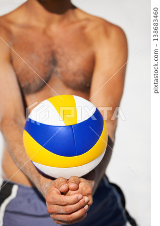 Beach volleyball, hands and sports person hit ball for serve, training performance or outdoor game competition. Sunshine, nature and competitive athlete for fitness, exercise and playing summer match Beach volleyball, hands and sports person hit ball for serve, training performance or outdoor game competition. Sunshine, nature and competitive athlete for fitness, exercise and playing summer match 138683460