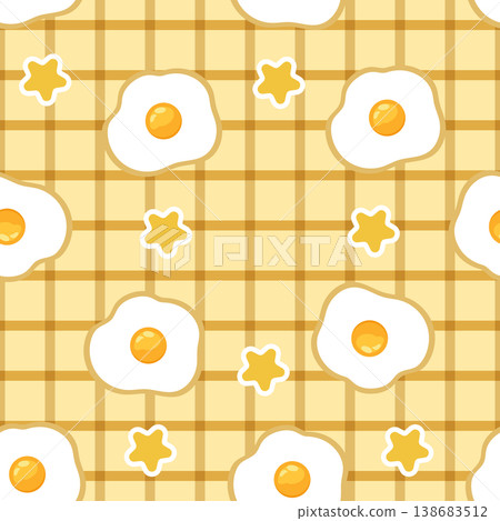 fried egg seamless pattern cute breakfast food illustration plaid background kitchen textile design repeating wallpaper fried egg seamless pattern cute breakfast food illustration plaid background kitchen textile design repeating wallpaper 138683512
