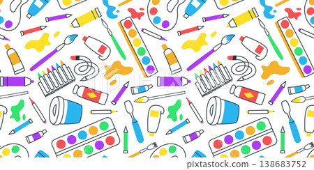 Seamless pattern of hand-drawn artist items Seamless pattern of hand-drawn artist items 138683752