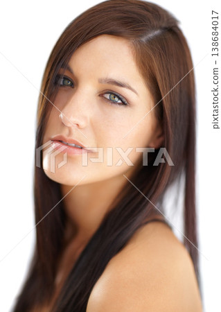 Portrait, beauty and skincare of serious woman in studio isolated on a white background. Face, aesthetic and model in natural cosmetics for spa facial treatment, healthy skin and glow for wellness Portrait, beauty and skincare of serious woman in studio isolated on a white background. Face, aesthetic and model in natural cosmetics for spa facial treatment, healthy skin and glow for wellness 138684017