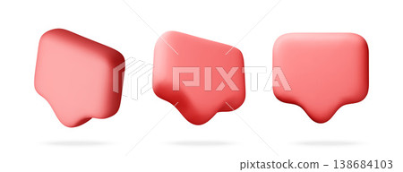3D Three red speech bubble icons for social media 138684103