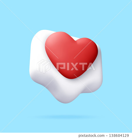3D render of red heart icon on white button 3D render of red heart icon on white button 138684129