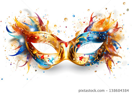Brazilian Carnival People celebrating party with samba dancers in Venetian Mask, Circus-Ai Generated 138684384