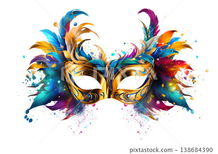 Brazilian Carnival People celebrating party with samba dancers in Venetian Mask, Circus-Ai Generated 138684390