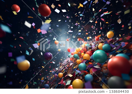 Brazilian Carnival People celebrating party with samba dancers in Venetian Mask, Circus-Ai Generated 138684430