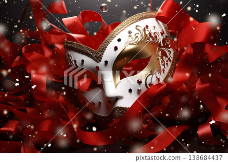 Brazilian Carnival People celebrating party with samba dancers in Venetian Mask, Circus-Ai Generated 138684437