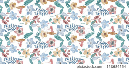 Collection of elegant soft focus watercolor floral and foliage seamless patterns Collection of elegant soft focus watercolor floral and foliage seamless patterns 138684564